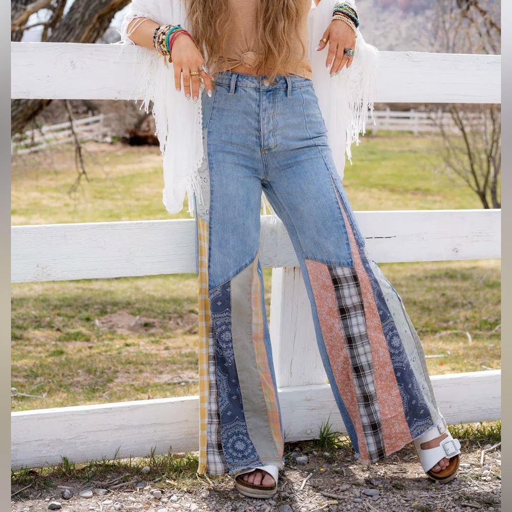 Three Bird Nest Magnolia Patchwork Jeans Wide-Leg Jeans